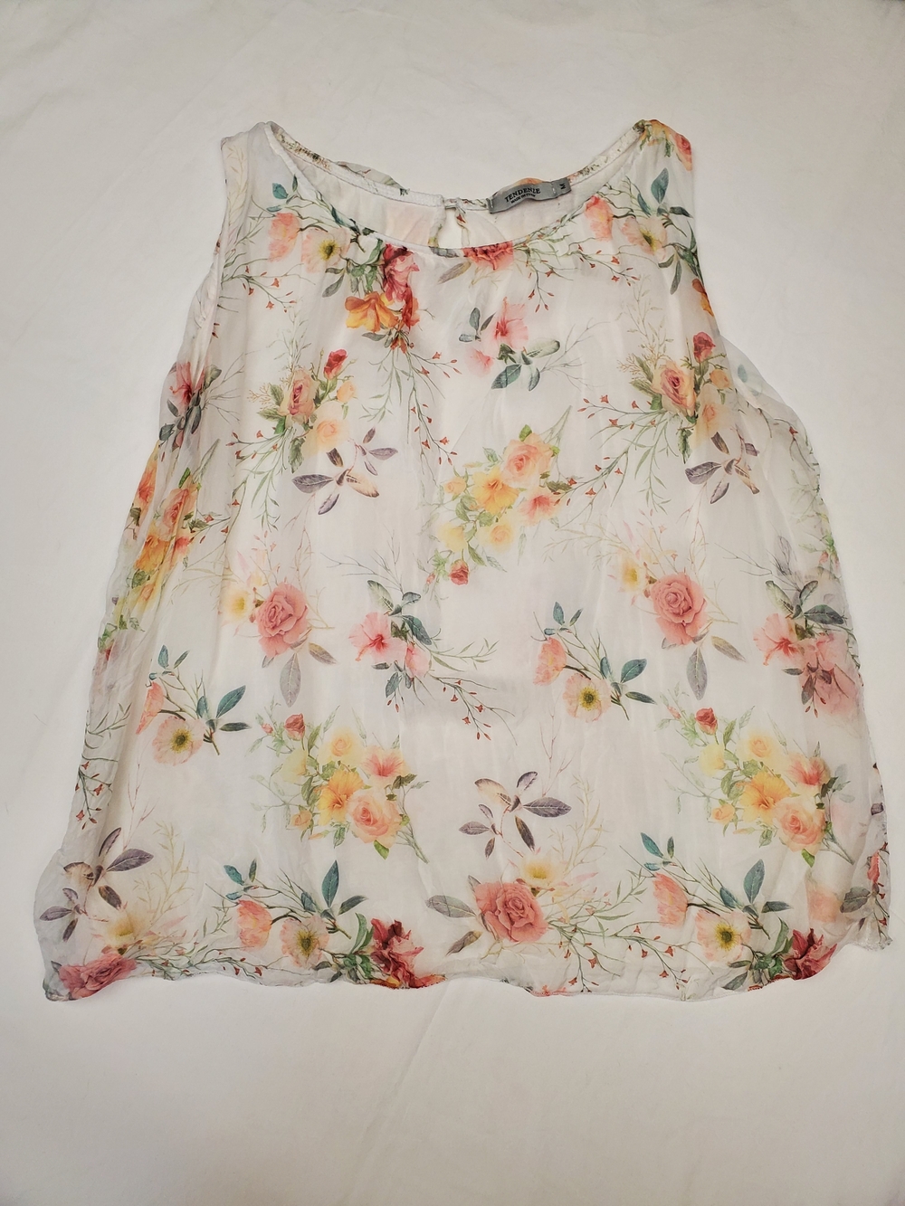 Tendenze Italy 100% Silk Floral Blouse Top M Cottagecore Boho Luxe Lightweight